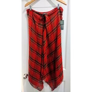 Women's Lauren Ralph Lauren Tartan Plaid~100% Silk Holiday Skirt Medium NWTS HTF